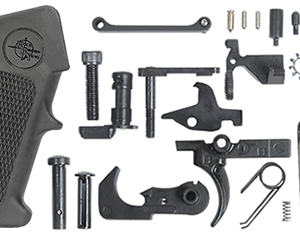 LOWER RECEIVER PARTS KIT, SINGLE STAGE TRIGGER, RRA OVERMOLDED A2 GRIP BLACK
